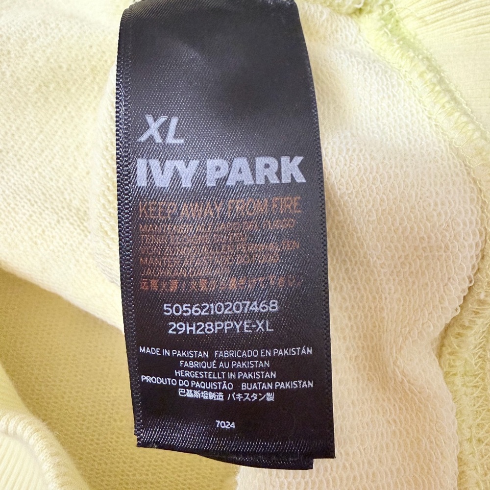 IVY PARK Light Yellow Hoodie Women’s XL Cozy Logo Pullover Sweatshirt - Picture 6 of 9